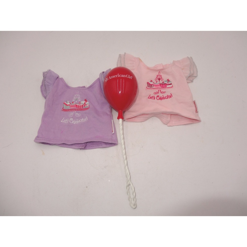 American Girl Doll Clothes Lot 2 Shirts Purple Pink Let's Celebrate Red Balloon